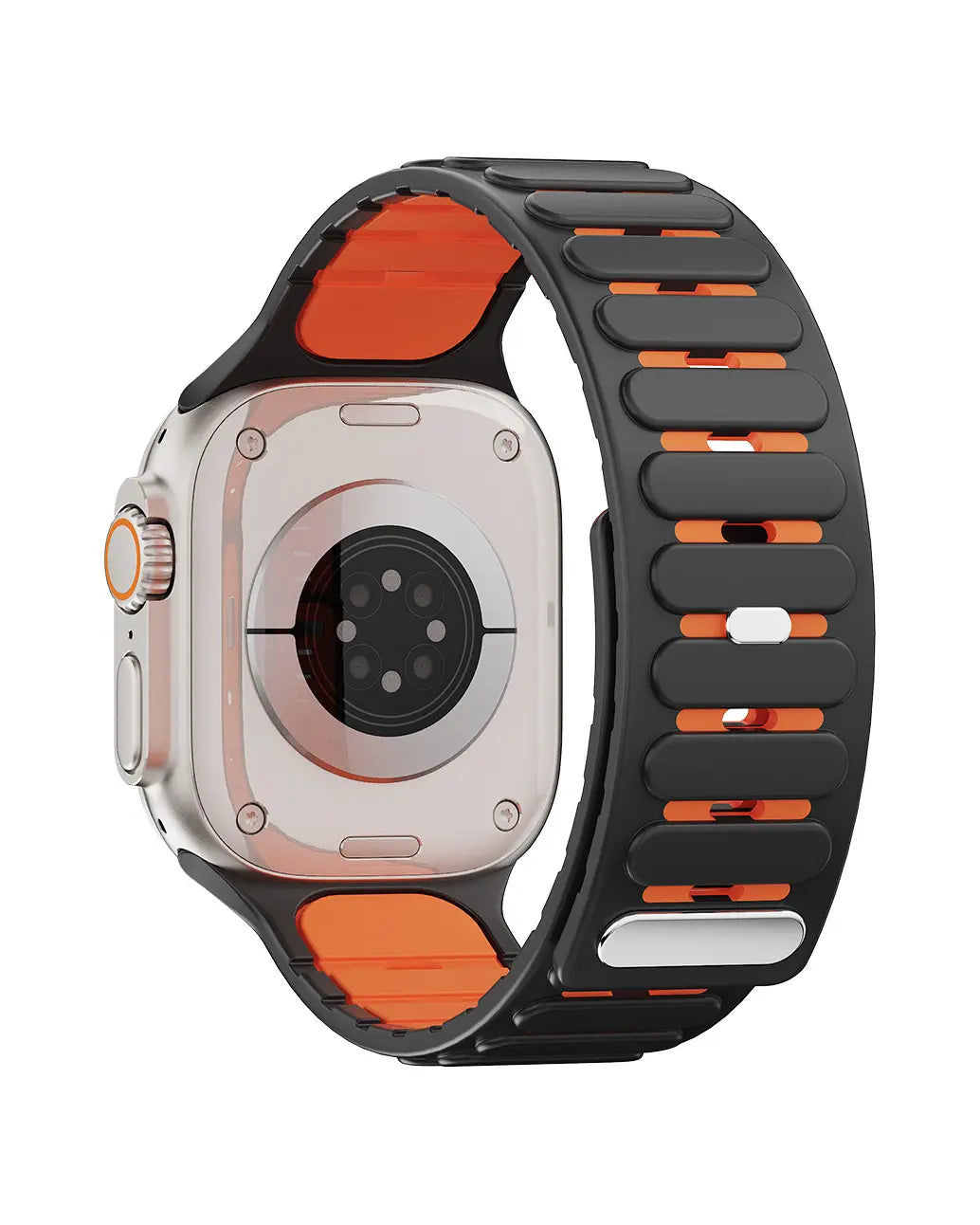 Crazygrass Magnetic Silicone Watch Band Replacement Band for Apple Watch 2-Tone Hollow 44/45/46/49Mm Series 11/10/9/8/Ultra/Se Breathable Sweatproof Sport Wristband Adjustable Strap Men'S Stylish Wearable Accessories for Gym Outdoor ( Watch Not Included )