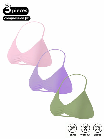 Women'S 3-Pack Seamless Knitted Sports Bras, Sporty Bra, Halter Neck Sport Bra, Open Back Design, Ideal for Yoga and Gym Workouts, Running Workout Bras