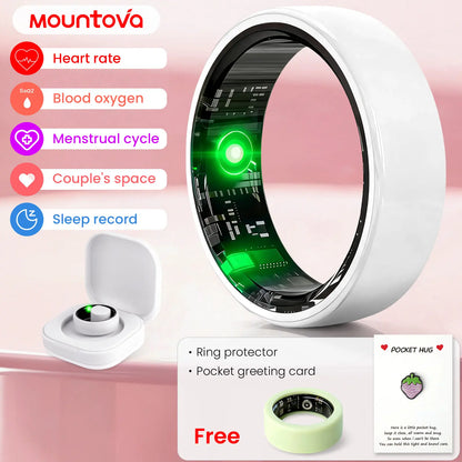 White Ceramic Smart Ring for Men & Women – IP68 Waterproof Health & Fitness Tracker, Sleep, Heart Rate, Stress & Cycle Monitor, Ios & Android Compatible, Charging Case Included,#Tiktokshopsummersale