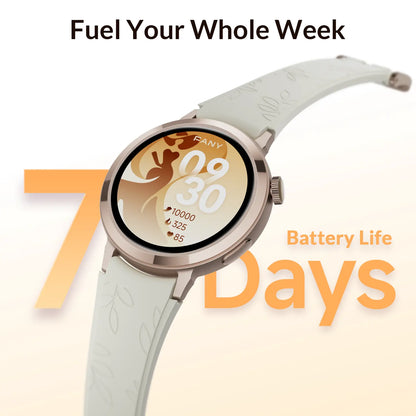 Fanysmartwatch for Women-Amoled Display,110+Sport Modes(Including Running)Bluetooth Fitness Tracker,Heart Rate/Sleep/Spo2Monitoring,7-Day Battery,Water Resistant,Free Android App,Ultra-Sleek Lightweight round Cloudcream White Wearable Tiktokshopsummersale