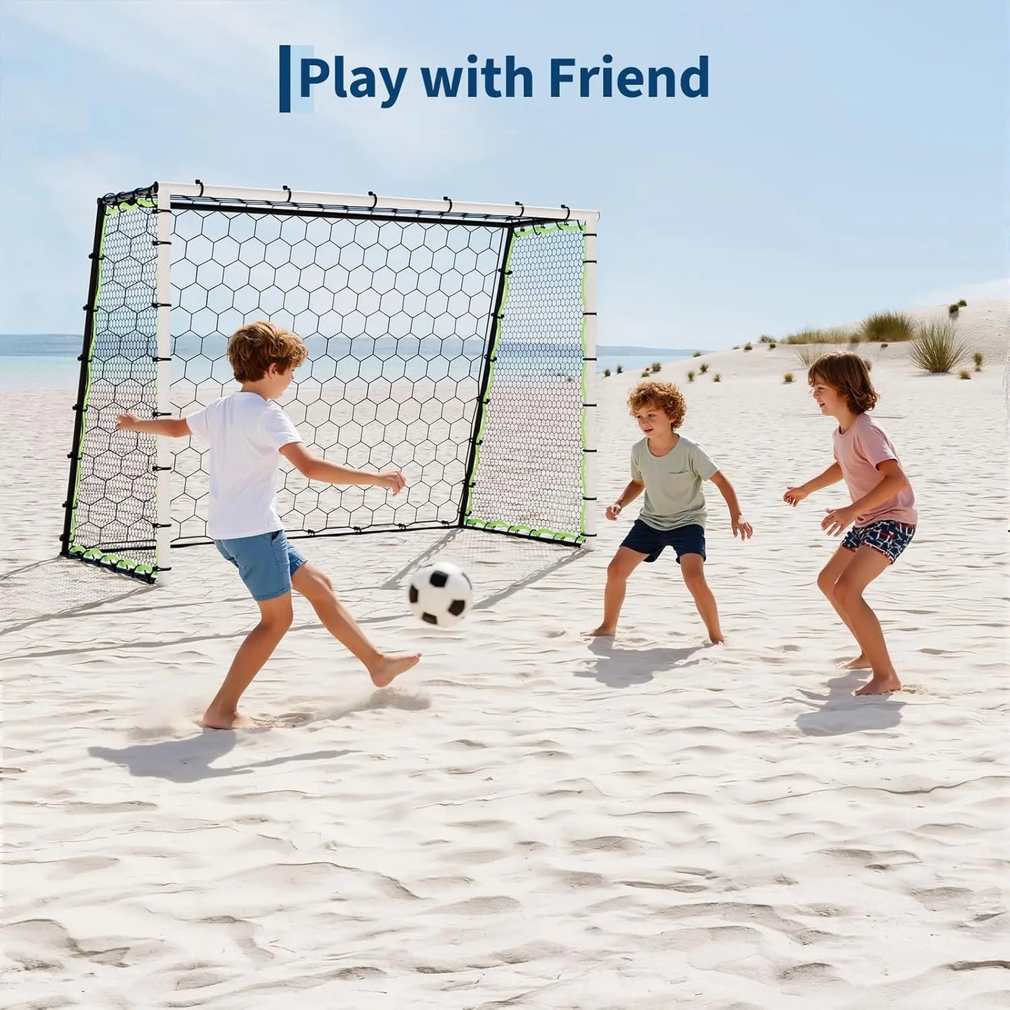 Garvee 3-In-1 Soccer Goal Training Set – 7X5Ft Rebounder Net & 2 Pack 6X4Ft Portable Goals, Balls, Pump, Cones, Carry Bag – Practice Equipment for Youth & Kids Indoor Outdoor