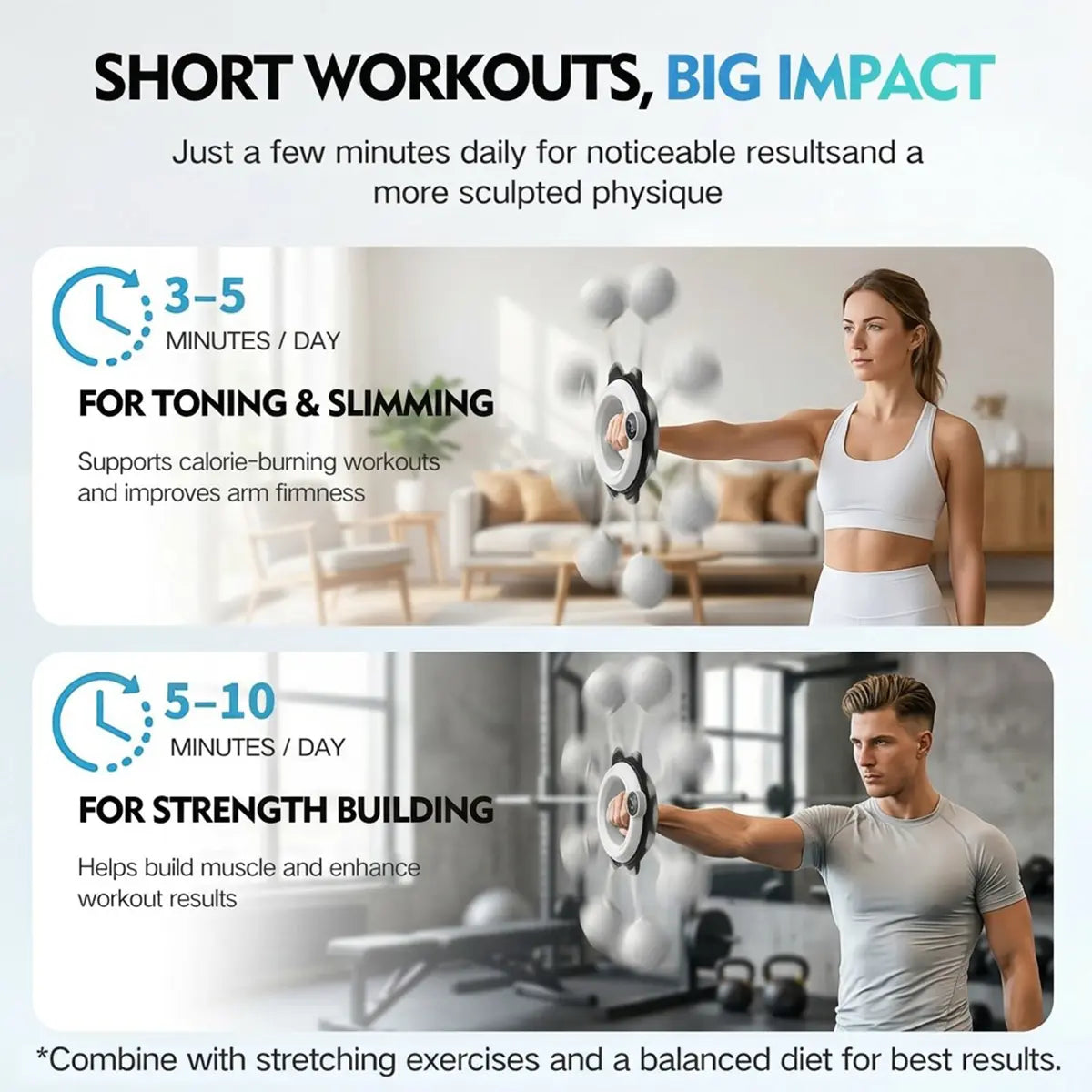 【Featured Tiktok Products】S.Y. Home & Outdoor 360° Rotating Hand-Crank Forearm Trainer for Men and Women, Upper Body Strength Tool for Arms, Shoulders & Chest with LED Light Up, Portable Home and Gym Fitness Equipment