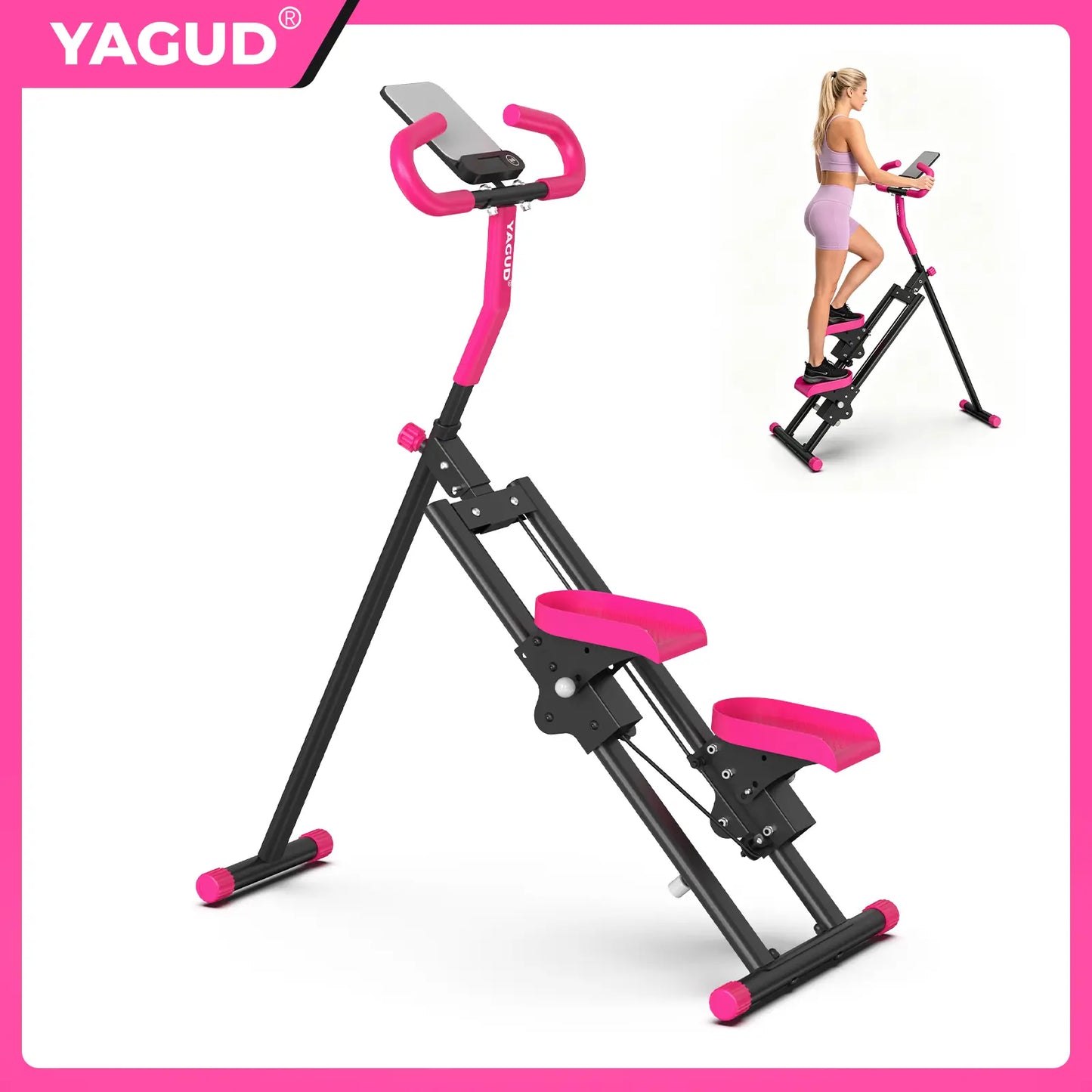 Yagud Fitness Stair Stepper W/ Handlebar, Extended Step Range Climber Machine for Legs & Core Workouts, Home Workout Equipment Summerwins