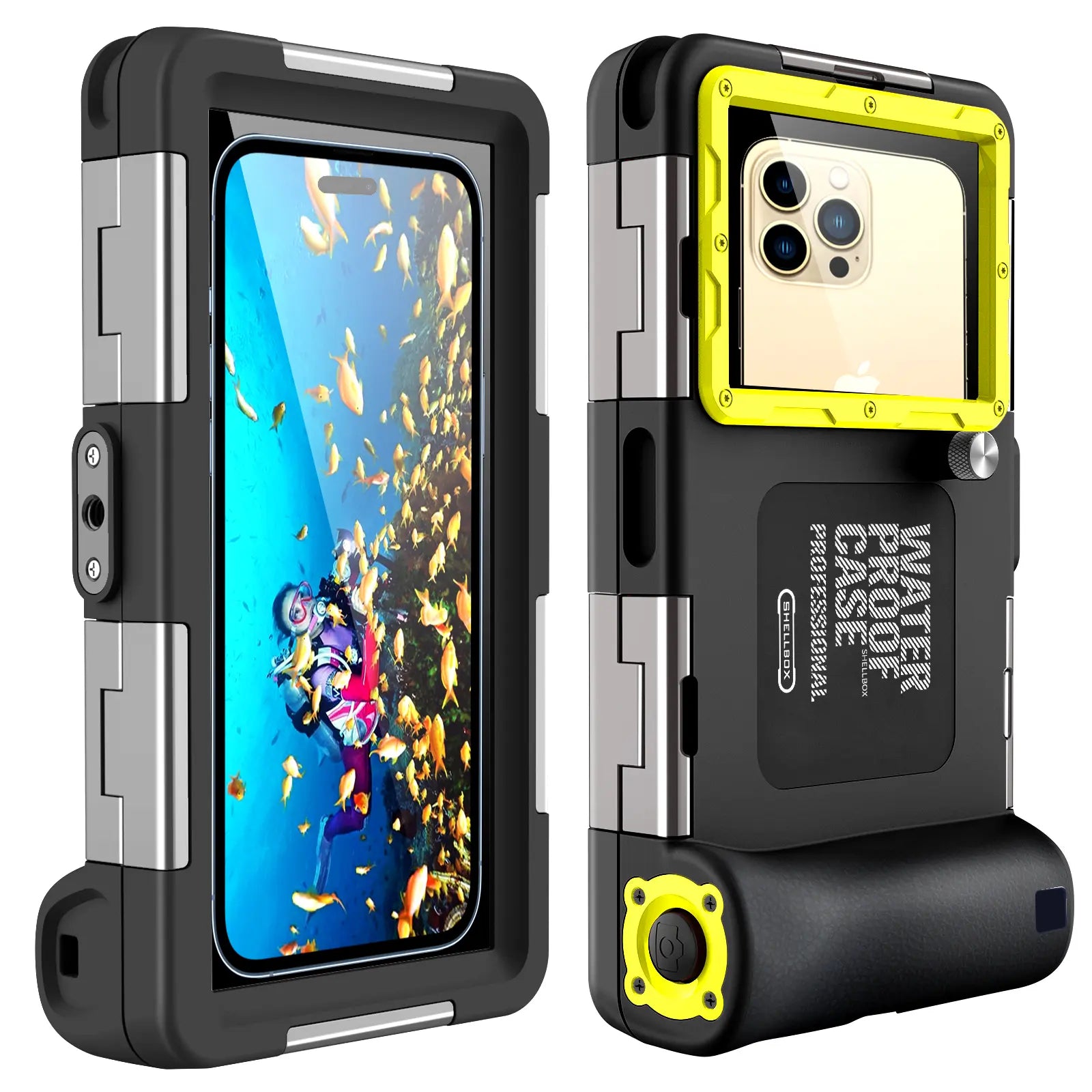 SHELLBOX Professional Diving Smartphone Casing, 50Ft Waterproof Cellphone Accessory for 4.7-6.9In Iphone/Samsung/Android Devices, Ultra-Clear Underwater 4K Shooting, for Swimming Snorkeling