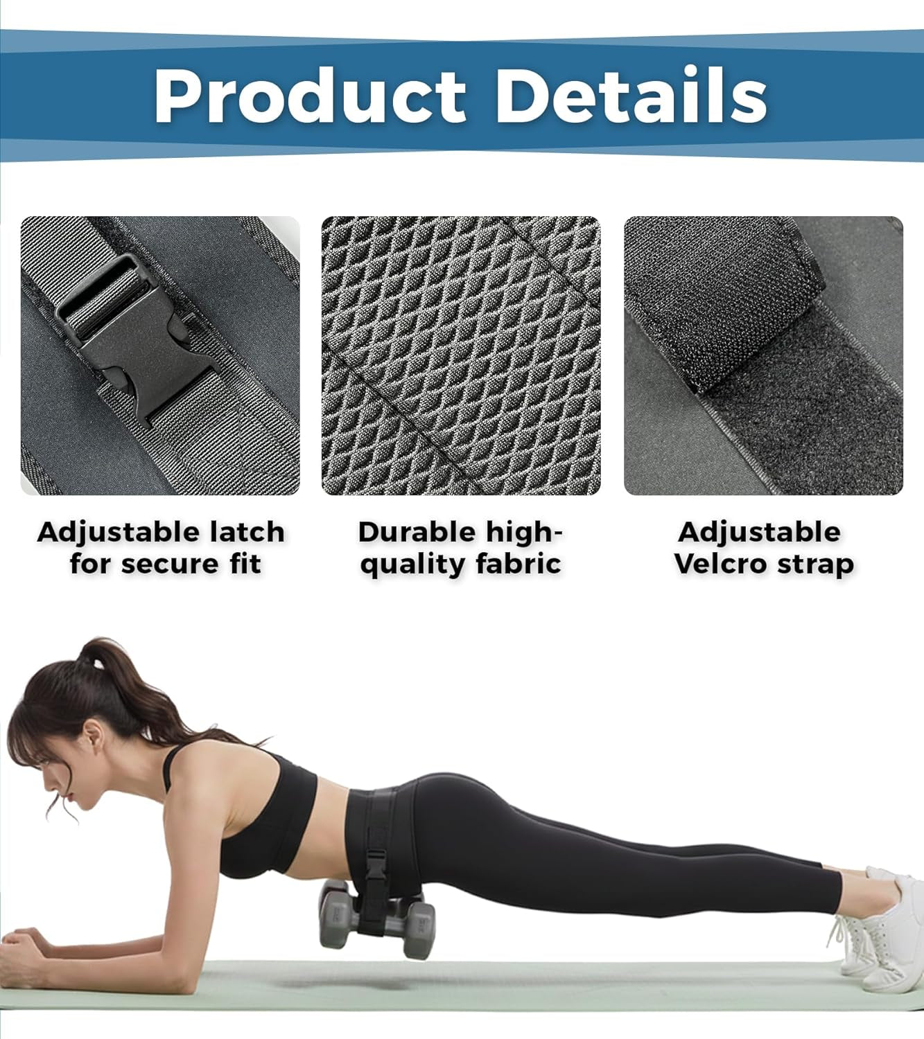 Hip Thrust Belt for Dumbbells, Kettlebells & Plates, Adjustable Booty Belt with Slip-Resistant Padding, Comfortable Glute Bridge Weight Belt for Home & Gym Workouts