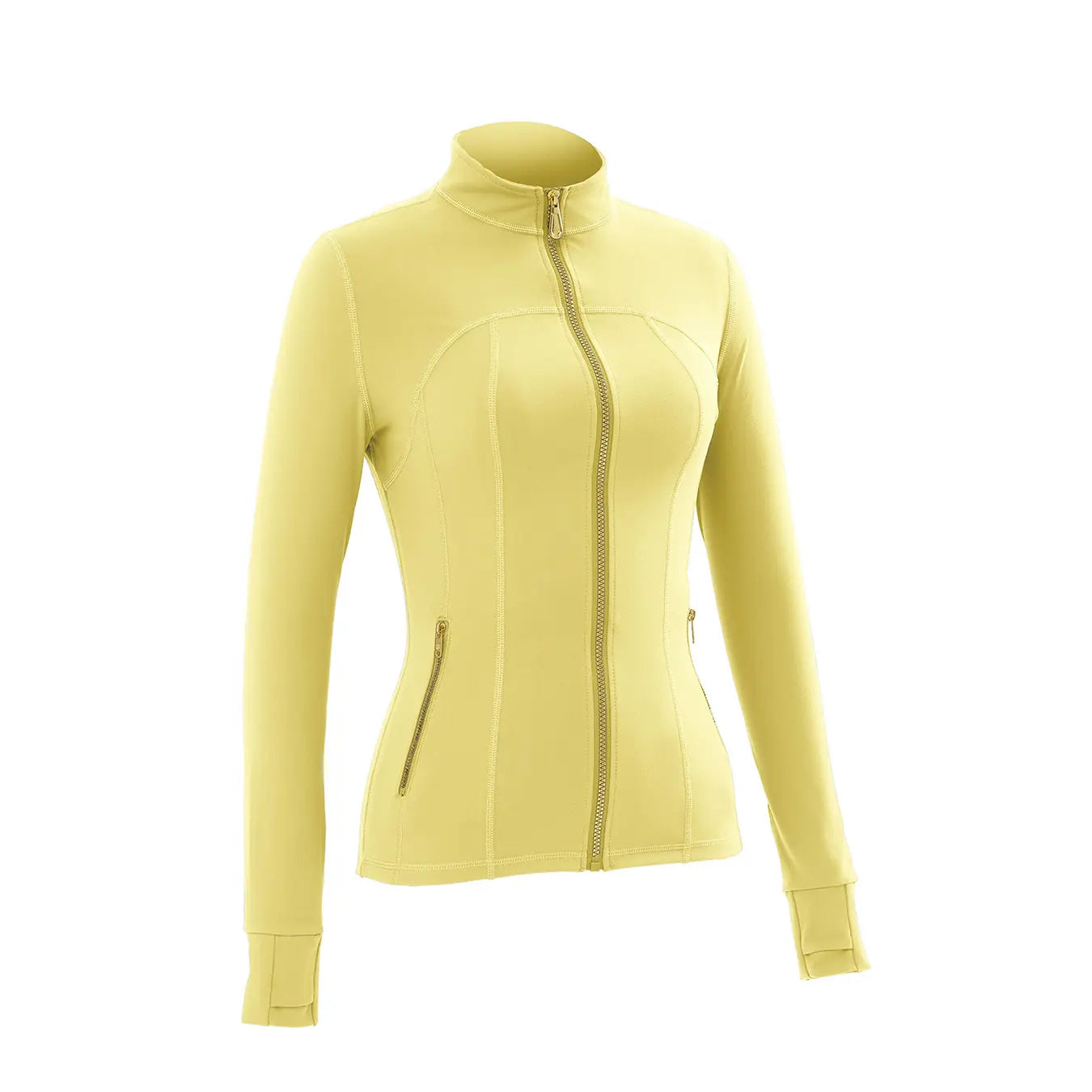 Women Stand Collar Full Zip Yoga Jacket Long Sleeve Thumb Hole Slim Fit Workout Coat with Zipper Side Pockets Backtoschool Sport Outerwear Sports Fitness Outerwear